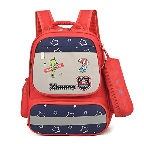 Preisvergleich Produktbild Aufbewahrung mit Federbeutel 1-3-6 Blitzschutz Kinderrucksack Schultasche Schultaschenrucksack rot