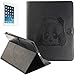 Produktbild Apple iPad 2/3/4 Neu Design Hülle mit Panzerglas,ISENPENK Original Flip Bookstyle samrt cover Wasserdicht Shockproof Anti Slip Protection Stoßfest Leather Case mit Standfunktion,3D Panda Muster Pattern Wallet Case mit Intern Karte Schlitz,Outdoor Stoßdämpfend Smart Case Sleep/Wake Funktion Luxus Wallet Tasche Schutzhülle Leathertasche für Apple iPad 2/3/4 9.7Zoll[schwarz]+Panzerglas/Schutzfoile/Scutzglas