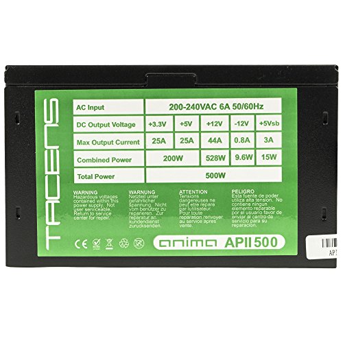 Tacens Anima APII500 - Fuente de alimentaci  n para Ordenador  500W  ATX  12V  14dB  Ventilador 12 cm  Anti-vibraci  n  haswell Ready  Color Negro