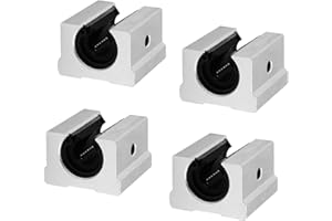 GooEquip SBR12UU - 4 cuscinetti lineari in alluminio da 12 mm, apertura a sfera lineare, blocco scorrevole per guide lineari SBR12 CNC Router pezzi