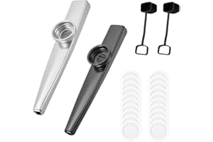 BCHKO 2 Kazoos en Métal avec 20 Membranes Remplaçables, Flûte Nasale, Convient aux Enfants, Adultes et Débutants en Musique, Cadeaux pour Fêtes et Anniversaires
