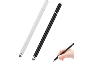 QUVXZY Stylet Tablette Magnétique 2-en-1, Stylo Tablette Tactile avec Embout en Fibre et Disque, Stylet Téléphone Portable, Compatible avec iPhone/iPad/Samsung/Huawei/Xiaomi, Noir et Blanc