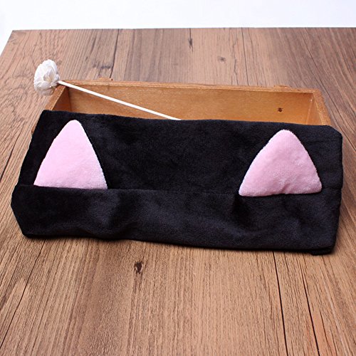 Contever® 1x Niedlich Katzenohren Stirnbänder Flannel Mädchen Turban Haarband Baden Spa Make up Haarreif Elastisch — Schwarz - 6