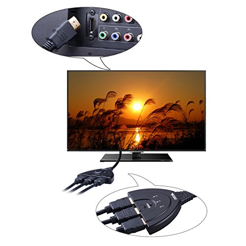 Tendak HDMI Switch 3 x 1 Kabel 3 In 1 3 Out Anschluss Eingang unterstützt Full HD 1080P 3D für Apple TV Xbox PS4 Blu-Ray Player HDTV - 3