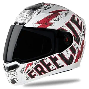 Steelbird SBA-1 Free Live Helmet with Smoke visor, Matt White and Red, 600mm