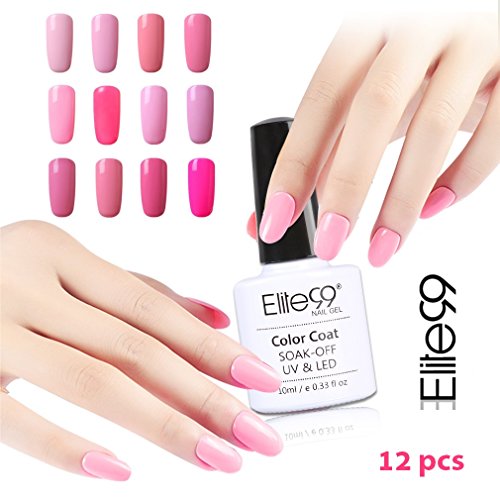 Elite99 UV LED nagellack gel shellac set nail polish set soak off gel Geschenk pink(12xStück 10ML)
