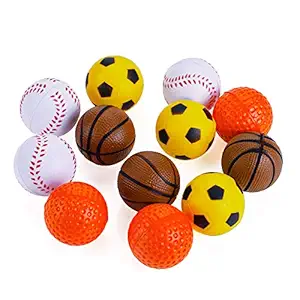 Chiwava 12 Pack 1.6 Inch Soft Rubber Foam Cat Toy Ball Sponge Sport Balls Kitten Interactive Toy Assorted Color