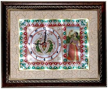 Big Clock of Marble and Rajasthani Figure with Led