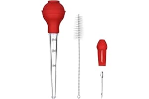 SHEANAON Poire à Sauce Poulet Turquie Poire à Jus de Viande Injecteur à Marinade, Injecteur Marinade Burette de Caoutchouc Ampoule pour Poulet Bœuf Dinde Viande Rôtis Barbecue