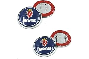 FORTEN KINGDOM Grenric Juego de 2 insignias azules para capó delantero y maletero trasero para SAAB 93 9-3 95 9-5 2003-2010 12844161 12785871, 68 mm