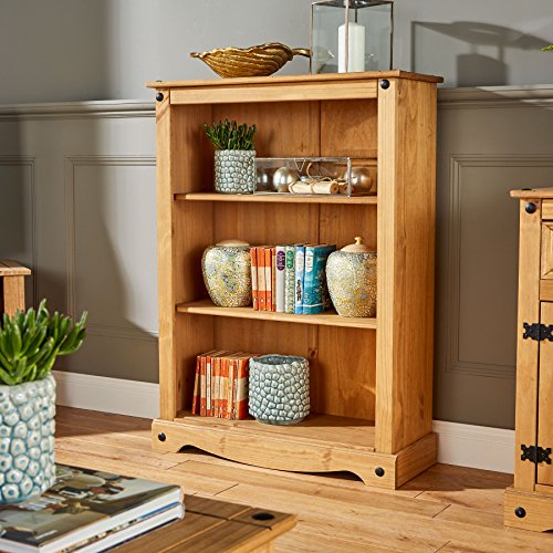 Home Source Pine Bookcase Small Mexican Style Corona 3 Book Shelves