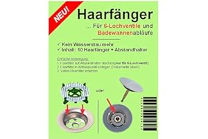 HäkchenRein Haarsieb Haarfänger 10er mit Abstandhalter | Für Waschbecken Badewanne Dusche Waschtisch | Sieb für Abflussventil