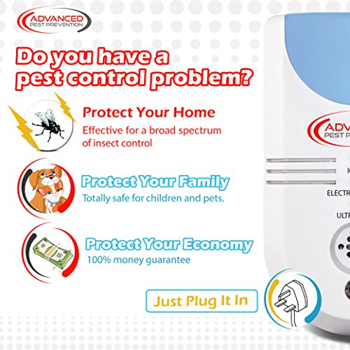 Ultraschall Schädlingsbekämpfung, Elektronisch, 6 in 1, EU-Stecker, Biologische Schädlingsbekämpfung für Haus und Wohnung, Bekämpft Mäuse, Maus,Nagetiere, Spinnen, Ameisen, Motten, Insekten & mehr, Elektromagnetisch & Ionisch, Eingebautes Nachtlicht, Einfach Einstecken für die Insektenabwehr, Haustier- & Kindersicher Verhinderung - 4