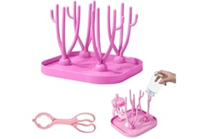 RZMZBY 2 pcs Séchoir à biberons,Sèche Biberon Bébé,Egoutte-biberons Arbre,pour Les Bouteilles, Tétines, Tasses, Pièces de Pompe et Accessoires (Rose)