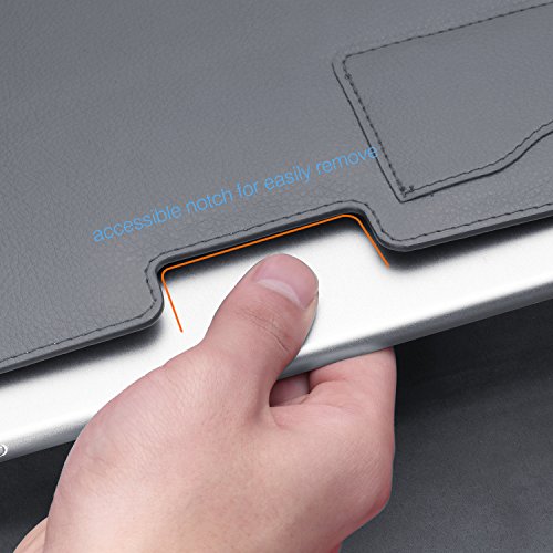 MoKo MacBook Air / Pro 13.3 Zoll Laptop Hülle – PU Leder Tasche Schutzhülle Lederhülle Wallet Case Leather Sleeve Aktentasche mit Karten-Slot für Apple MacBook Air / Macbook Pro 13.3 Zoll, Grau - 5