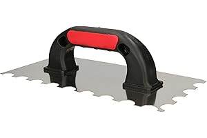 KOTARBAU® Llana dentada de acero inoxidable, 270 mm, Dientes redondos, semicirculares, Paleta de alisado con mango de plástico, Peine de diente para colocación de baldosas, Espátula Dentada