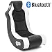 Produktbild Wohnling Soundchair Booster in Schwarz Weiß mit Bluetooth eingebauten Lautsprechern | Multimediasessel für Gamer | Musiksessel 2.1 Soundsystem-Subwoofer | Music Rocker, Lederimitat, 100x82x56cm