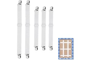 Azlanway Pinces à Nappe réglables – Lot de 5 Serre-nappes Invisibles avec Sangle élastique, sans Outil, Blanc, pour Table épaisse, Jardin, Pique-Nique, Usage intérieur et extérieur