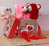 TIED RIBBONS Best Gifts Pack for Boyfriend, Girlfriend, Wife, Husband Combo(Gift Box with Ribbon, 2 Small Teddy)