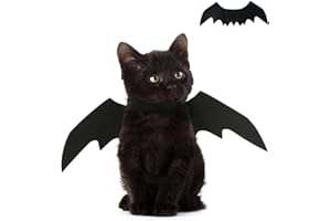 CUEMOON Kostium kota na Halloween, skrzydła nietoperza dla kota, dekoracja na Halloween dla psa, nietoperza klatka piersiowa i plecy dla zwierząt domowych, rozmiar S