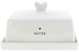 BASTION COLLECTIONS BC Butterdose BUTTER Heart Keramik weiß schwarz Küchenaccessoires Kochen Aufbewahrung gedeckter Tisch