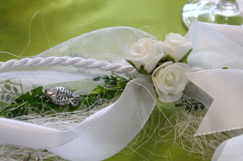 Tischdeko Ehrenplatz Kommunion Konfirmation Weiß Grün - 7