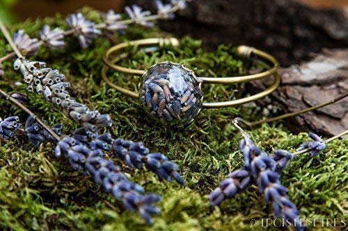 Brazalete de Lavanda - Pulsera de flores secas naturales -boho vintage botánico - Regalos originales para mujer - Aniversario - Regalo de cumpleaños
