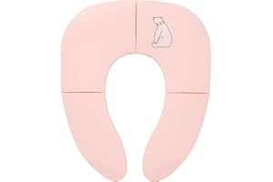 Pejoye Asiento plegable para orinal de viaje para niños y niñas, asientos de inodoro para niños, ventosas antideslizantes, incluye bolsa de viaje, color rosa