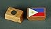 Produktbild Magnet Philippinen Flagge 30x20 mm eckiger Holzmagnet Neodym Flaggen Magnet helles Holz