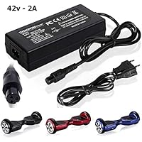 TekShopping® 42V 2A Alimentatore AC Adattatore per Skateboard Hoverboard Balance autobilanciato Smart Drifting Board Caricatore Universale per Scooter Elettrico con 36 Batteria agli ioni di Litio