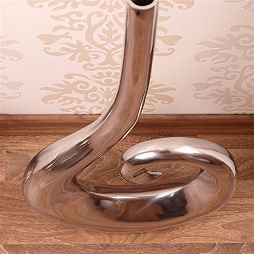 RIESIGE DESIGN ALU VASE CURLY 50cm geschwungene blumenvase silber topf - 3