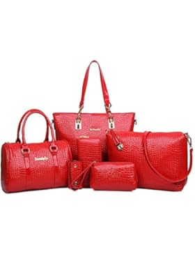 Tibes PU lederne Damen Handtasche + Boston Handtasche + Crossbody Beutel + Wallet + Mobiltelefon Geldbeutel +...