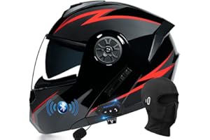 ACLFF Motorbike Bluetooth Modular Helmet Full Face Flip Up Motorcycle Helmet, DOT/ECE Approved, Lightweight Ventilation Design, with Double Visor Microphone, for Adult Men and Women S~XL