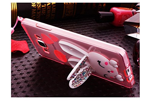 Samsung Galaxy Core Prime Funda   Sunroyal Carcasa TPU Transparente Silicona Suave Gel  Resistente a Ara  azos  Ultra Slim Case Cover   Diamante Orejas de Conejo Con Funci  n Soporte   Acollador   Bola de Pelo Lanudo de las Borlas para Samsung Galaxy Core Prime G360 SM-G360F- P  rpura Conejo