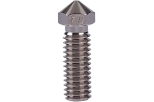 POLISI3D Buse longue en cuivre plaqué M6 0,4 mm performance compatible avec bloc chauffant volcan 1,75 mm hotend Sidewinder X1 Anycubic Vyper Kobra Max impression 3D PEI PEEK fibre carbone(0,4 mm)