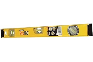 STANLEY Nivel perfilado de aluminio, 60 cm, 3 burbujas (horizontal, vertical y graduable), regla en centímetros, extremos protectores, precisión +/- 1.5mm/m, 1-42-920