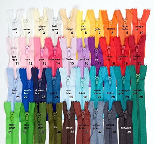 3 Reißverschlüsse, nicht teilbar, 55 cm lang, 3 mm Spirale, Auswahl aus 39 Farben / Farbe: 05