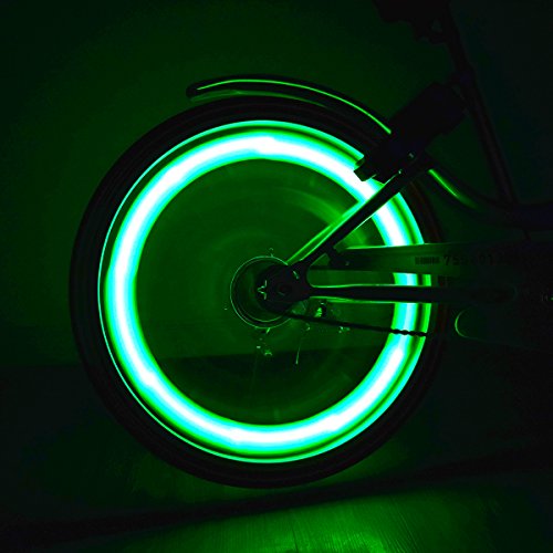 Riao-Tech 4er Set Fahrrad Speichenlicht Fahrradreflektoren, LED Speichenleuchten mit 3 Leuchtmodi (Grün) - 5