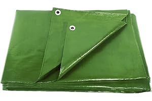 ANSIO Tarpaulin 3m x 4m Water-resistant Tarp Large Camping Cover Sheet – Multipurpose Groundsheet with UV Protection, Weatherproof & Frost-Resistant – Reinforced Eyelets - Green