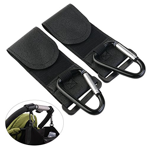 NUOLUX Kinderwagen Clip Kinderwagen Buggy Metall Clip hängende Haken 2ST (schwarz)
