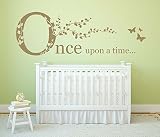  \'Once upon a time\' Cita, Vinilo de arte de pared adhesivo. Mural, Calcomanía. Hogar, decoración de la pared. Dormitorio infantil, Guardería, Sala de juegos, Lectura, Cuento, Libro, Biblioteca, Escuela