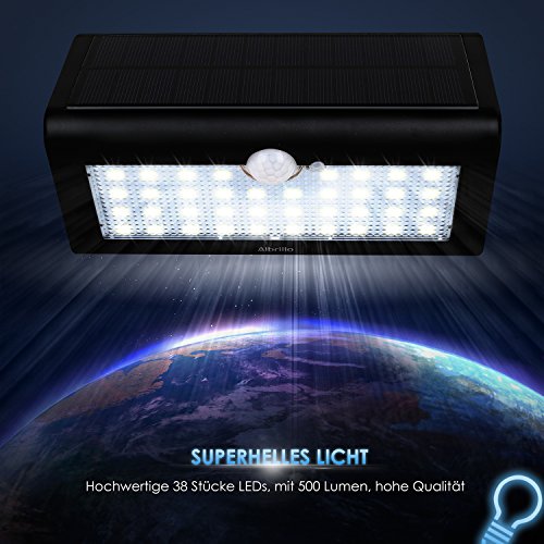 Albrillo LED Solarleuchte mit bewegungsmelder IP65 38 superhelle LEDs in 3 Modi - 5