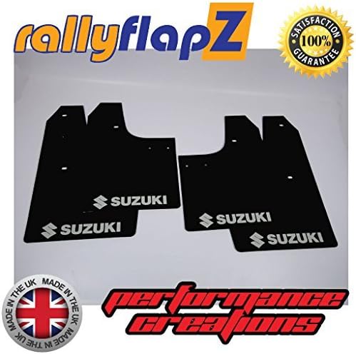Genuine rallyflapZ (Made in the UK) Full Set of 4 Mudflaps Including all Fixings/Hardware Required & Full Fitting Instructions! (Mud Guard/Mud Flaps Kit) 4mm Thick Flexible PVC Black Logo Silver