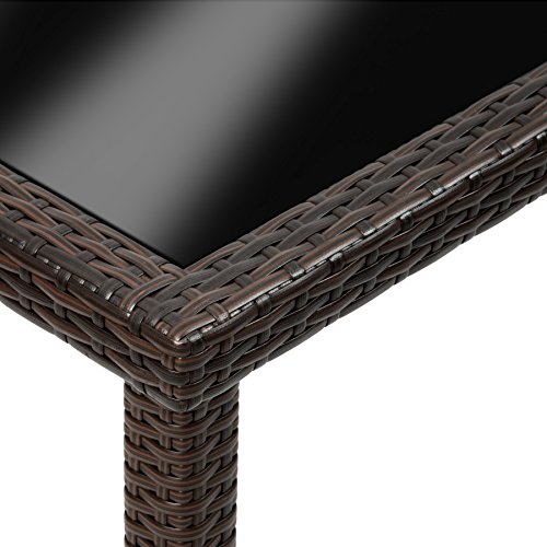TecTake Poly Rattan Gartenmöbel Gartengarnitur Essgruppe 4+1 | mit Edelstahlschrauben - diverse Farben - (Mixed Braun | Nr. 402043)