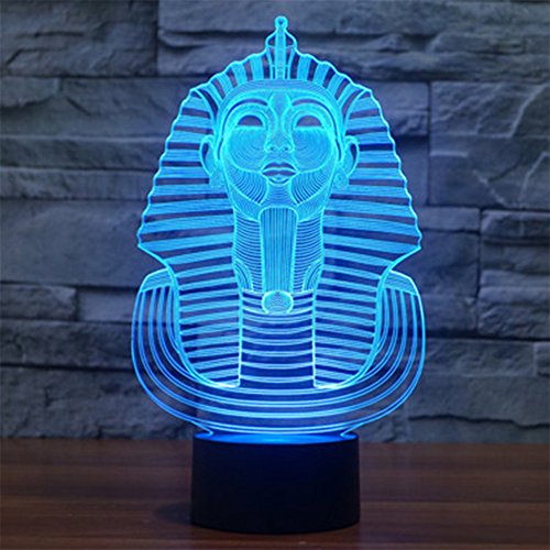 Sphinx Pharao 3D Optische Illusions-Lampen, FZAI Tolle 7 Farbwechsel Acryl berühren Tabelle Schreibtisch-Nachtlicht mit 150 cm USB-Kabel für Kinder Schlafzimmer Weihnachten Geburtstagsgeschenke - 3