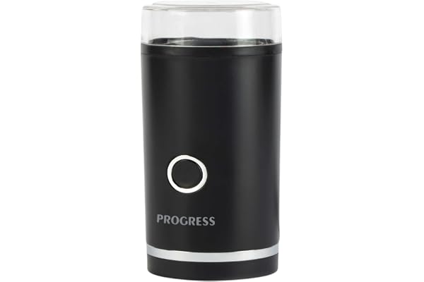 Progress EK6135PVDE Kaffe- och kryddkvarn – Kaffebönskvarn med en knapptryckning, blad i rostfritt stål, klart lock, kapacitet 70 g, nötter och frön, 180 W