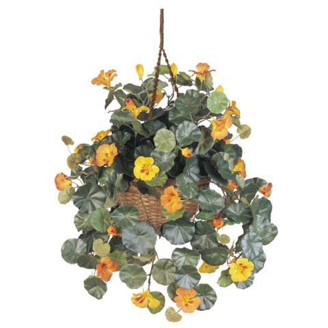 Wholesale Nasturtium Silk Hanging Basket, [Decor, Silk Flowers] by StarSun Depot