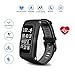Produktbild teepao Herzfrequenz GPS WASSERDICHT Smart Watch Armband Sport Fitness Track Sleep Monitor Schrittzähler Nachrichten Reminder Multisport Modus für Android iOS, Schwarz