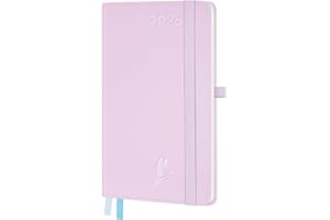 FEKSINO Agenda De poche 2026 Semainier 18 x 9,8 cm-12 mois (janvier 2026-décembre 2026),1 semaine sur 2 pages,Couverture Souple en PU Cuir, Papier 100 g/m²,Rose