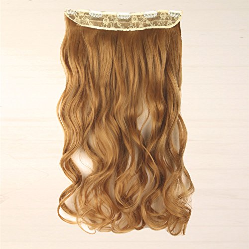 27 inches (68cm) Long Synthetic Clip in Hair Extension Weave One Piece 5 Clips Extensions 3/4 Full Head Women Clip on Hair Hairpieces Ginger Blonde-C48N